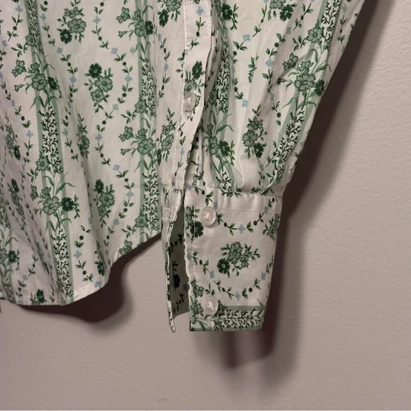 Hill‎ House Women's The James Shirt Green and White Vine Stripe Large - Picture 7 of 11